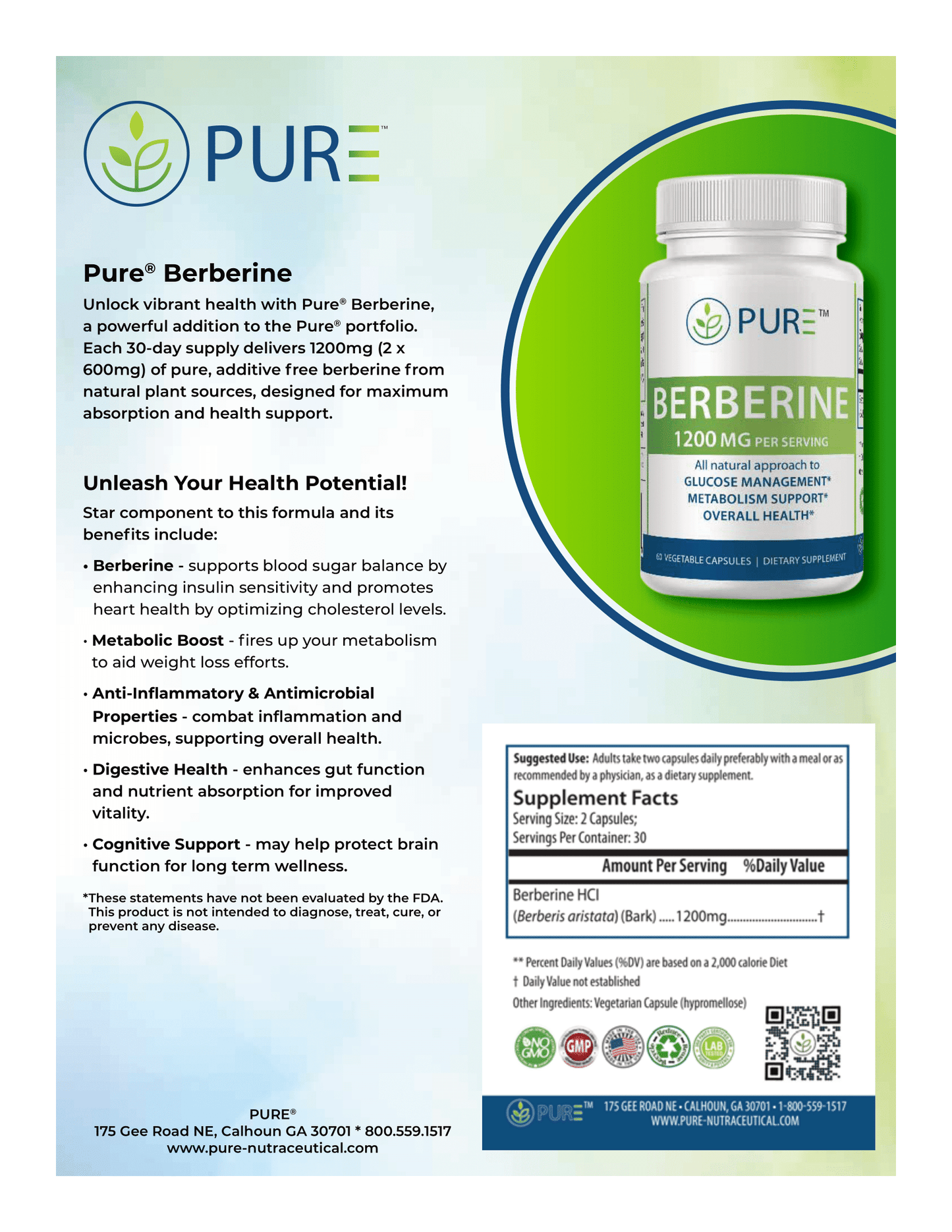 PURE® Berberine | 60 Capsules