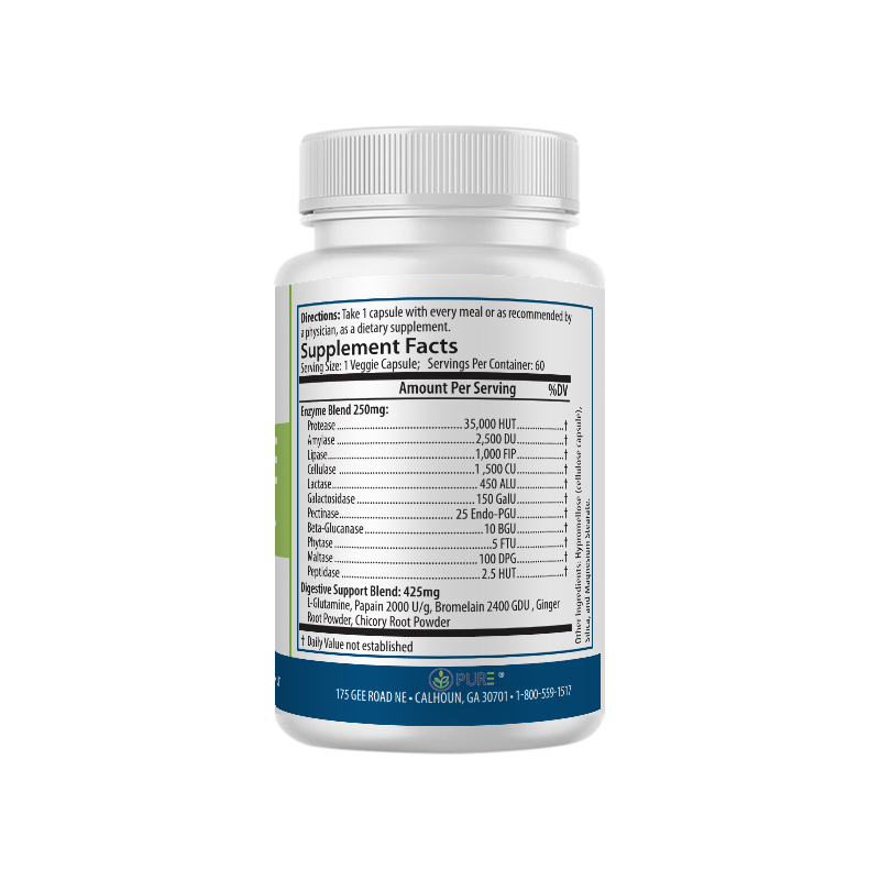 Digestive Enzymes+ | Protease, Lipase, L-Glutamine, Bloat Relief, 60 Caps, USA!
