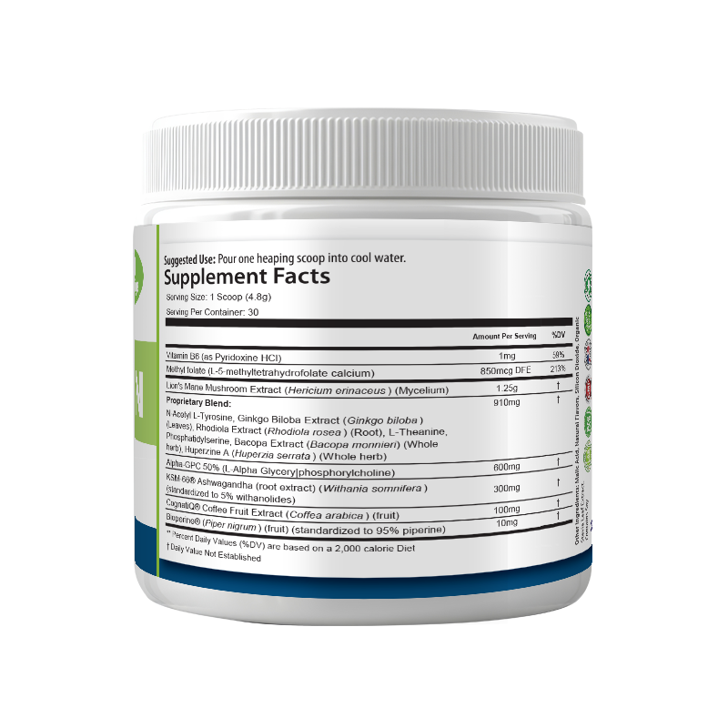 Healthy Brain | Lion’s Mane, Alpha-GPC, Focus, Memory, 30 Servings, USA!