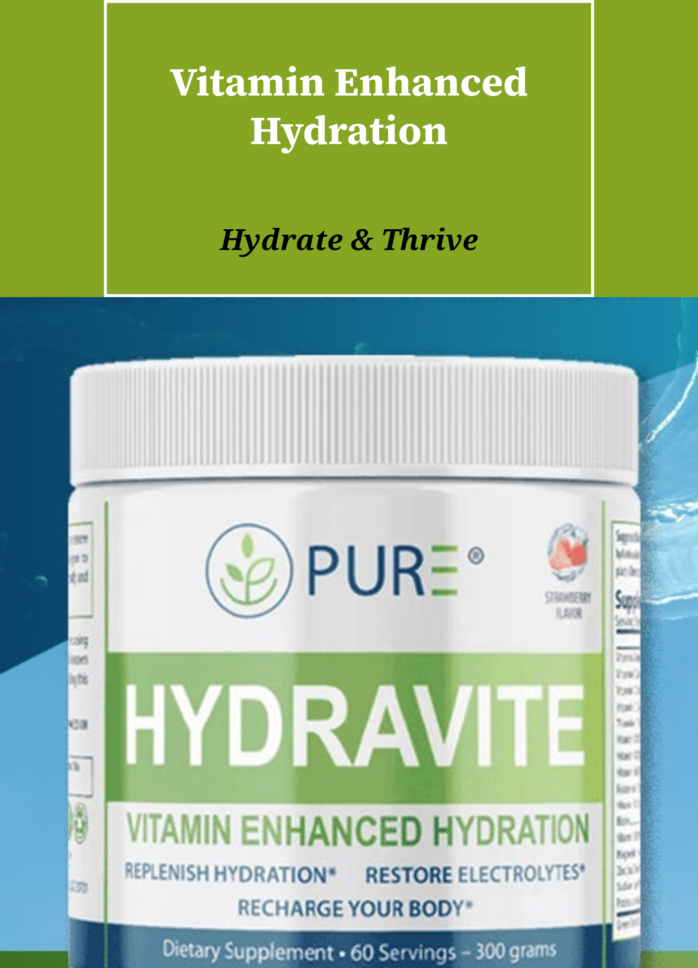Hydravite | Electrolytes, Vitamins, Hydration, Strawberry, 60 Servings, USA!