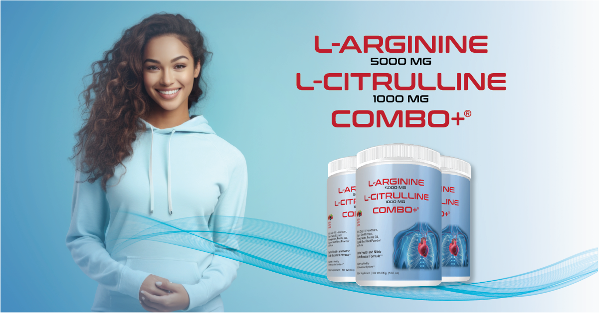 Combo+® L-Arginine 5000mg L-Citrulline 1000mg | Nitric Oxide, Heart, Workout, Cherry and Berry, 30 Servings, USA-Made!