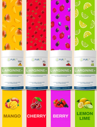 L-Arginine+ | Complete Cardiovascular Support | Berry, Cherry, Mango, Lemon Lime | Improve Circulation Antioxidants Energy & Stamina