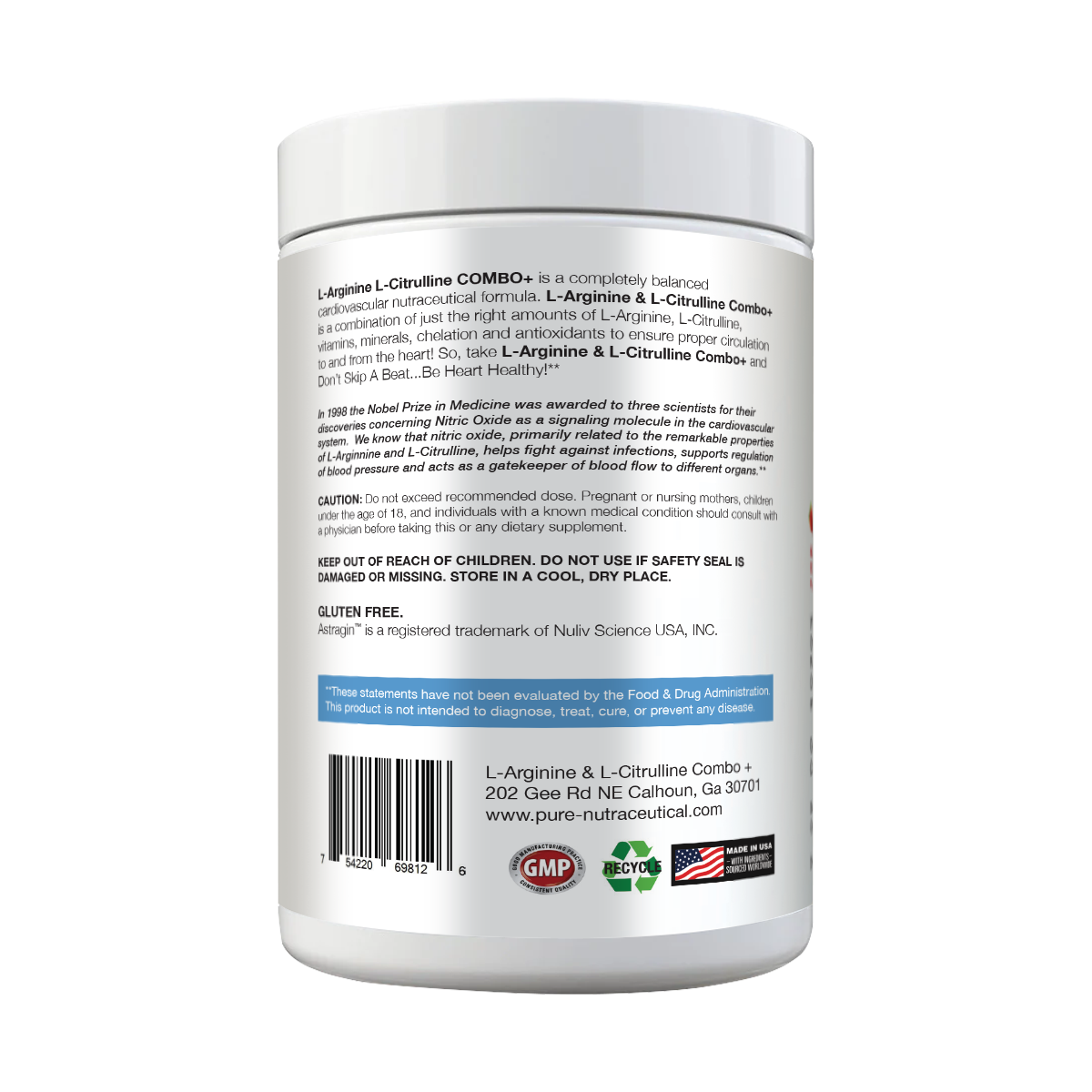 Combo+® L-Arginine 5000mg L-Citrulline 1000mg | Nitric Oxide, Heart, Workout, Cherry and Berry, 30 Servings, USA-Made!