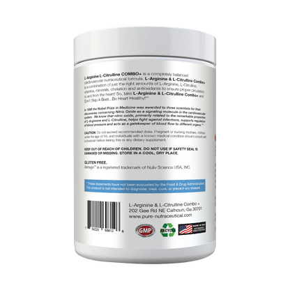 Combo+® L-Arginine 5000mg L-Citrulline 1000mg | Nitric Oxide, Heart, Workout, Cherry and Berry, 30 Servings, USA-Made!