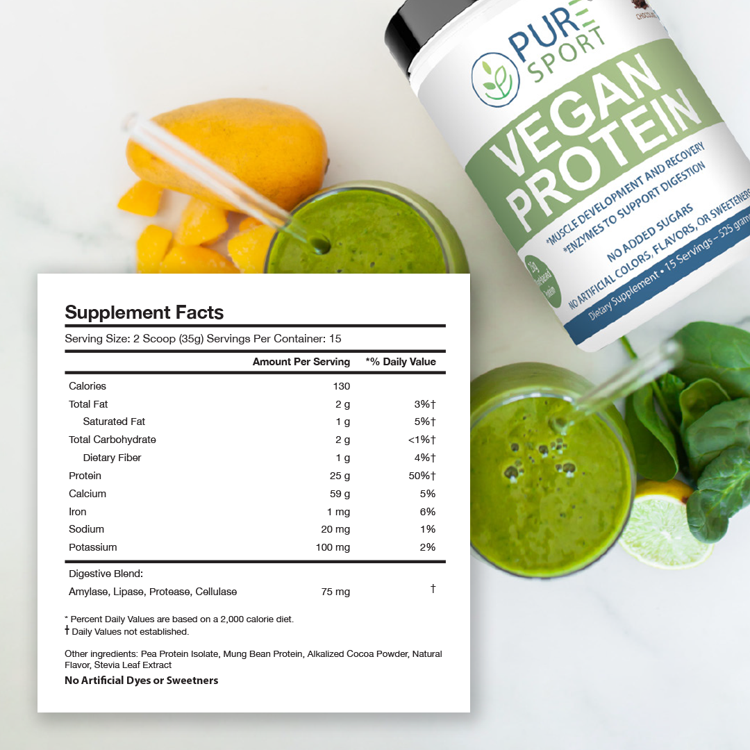 Sport Vegan Protein |  Powder 25g, Pea, Chocolate, Muscle, 15 Servings, USA, 3 Flavors!