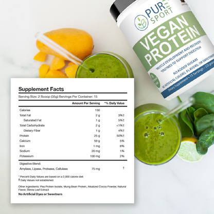 Sport Vegan Protein |  Powder 25g, Pea, Chocolate, Muscle, 15 Servings, USA, 3 Flavors!