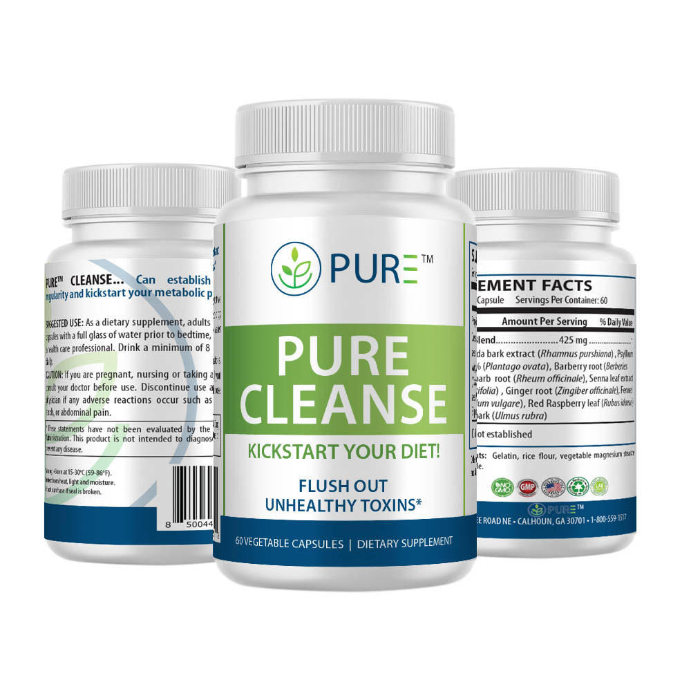 Pure Cleanse | Psyllium, Detox, Bloat Relief, Weight Loss, 60 Caps!