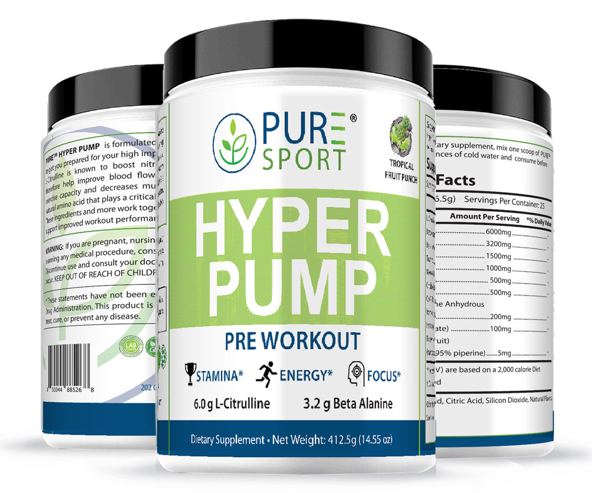 Hyper Pump | Pre-Workout, L-Citrulline, Beta Alanine, Fruit Punch, 25 Serving!