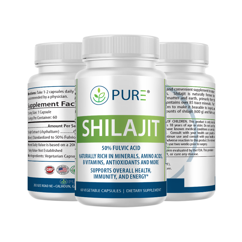 Shilajit | 600mg, 50% Fulvic Acid, Energy, Immune, 60 Caps, USA!