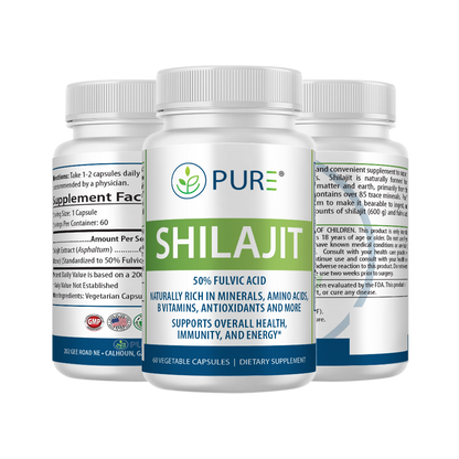 Shilajit | 600mg, 50% Fulvic Acid, Energy, Immune, 60 Caps, USA!