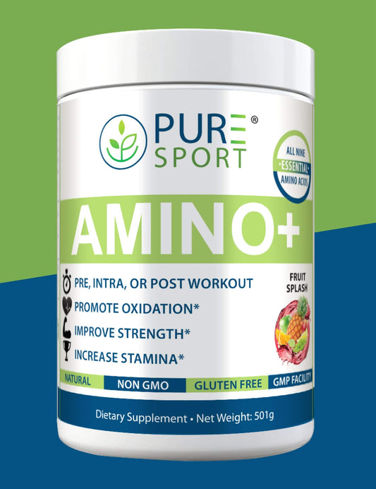 PURE® Amino+ | Essential Amino Acid Performance Blend | Fruit Splash, Powder (30 Servings) | Muscle Support | Circulatory Boost | Total Wellness