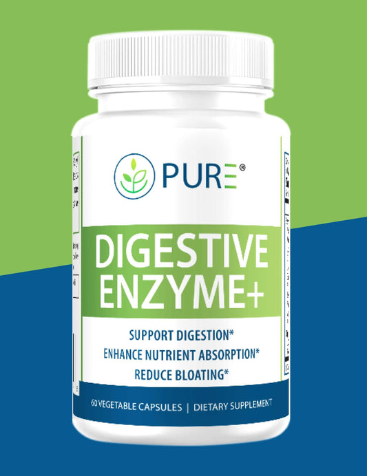 PURE® Digestive Enzymes+ | Advanced Gut Health & Digestion | Capsules (60 Count) | Bloat Relief | Nutrient Boost | Inflammation Fighter