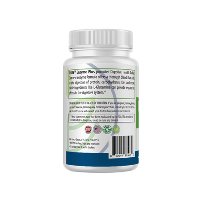 Digestive Enzymes+ | Protease, Lipase, L-Glutamine, Bloat Relief, 60 Caps, USA!