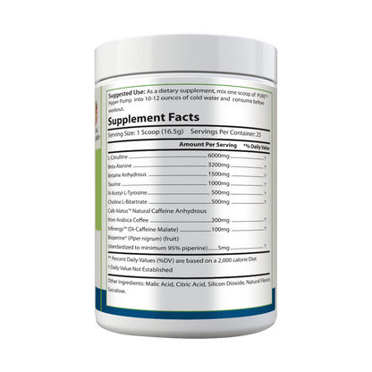 Hyper Pump | Pre-Workout, L-Citrulline, Beta Alanine, Fruit Punch, 25 Serving!