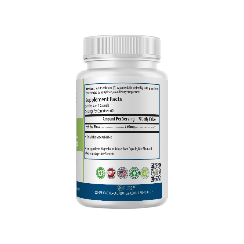 Irish Sea Moss | (750 mg, 60 day supply!) 100% Organic Wildcrafted Sea Moss!