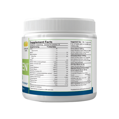 Raw Organic Greens Superfoods | Spirulina, Detox, Mango, Lemon Lime, 30 Servings, USA!