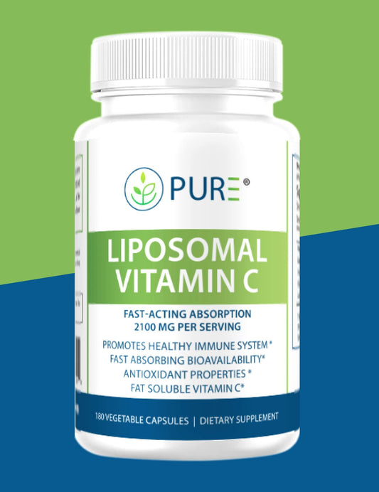 PURE® Liposomal Vitamin C | High Potency Immune Support | Capsules (2100mg/serving, 120 Count) | Immune Boost | Antioxidant Power | Joint & Heart Health