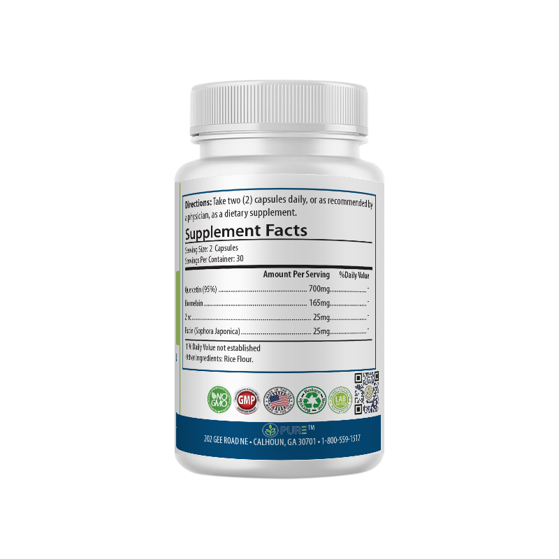 Quercetin Plus | Bromelain, Zinc, Immune, Allergy Relief, 30 Caps, USA!