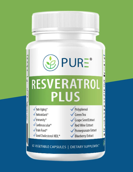 PURE® Resveratrol Plus | Antioxidant & Heart Health Support | Capsules (605mg/serving, 60 Count) | Heart Health | Anti-Aging | Immune Support