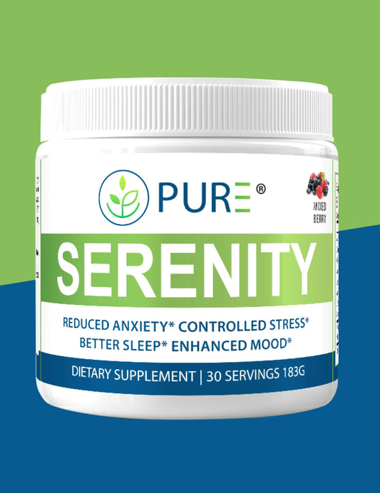 PURE® Serenity | Stress & Sleep Support Blend | Mixed Berry, Powder (30 Servings) | Stress Relief | Better Sleep | Mood Boost