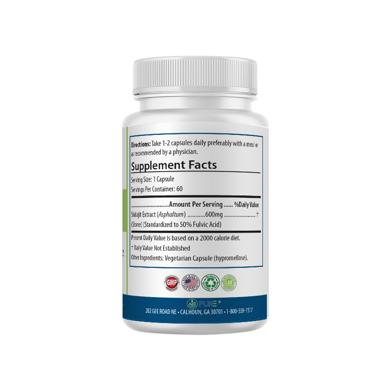 Shilajit | 600mg, 50% Fulvic Acid, Energy, Immune, 60 Caps, USA!