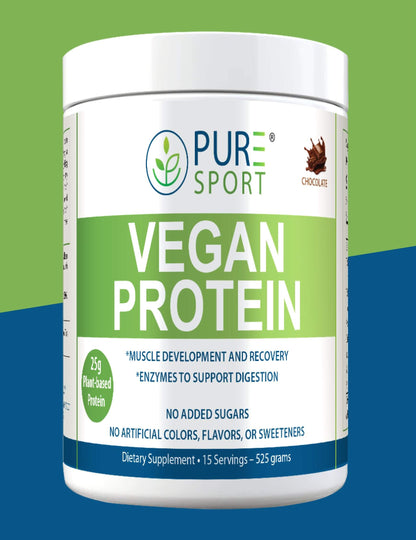 PURE® Sport Vegan Protein | Plant-Based Protein Power | Chocolate, Vanilla, and Strawberry Cream, Powder (15 Servings) | Muscle Growth | Metabolism Boost | Energy & Appetite Control