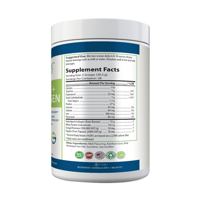 PURE® Whey + Collagen Protein Powder | 848g, 27g Protein, 28 Servings, Vanilla Bean and Blueberry Pancake, Muscle Recovery, Skin & Joints, USA-Made!