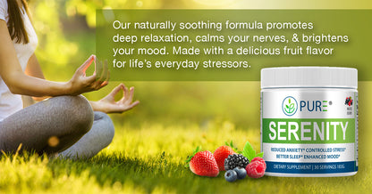 Serenity | Ashwagandha, GABA, Stress Relief, Sleep, Mixed Berry, 30 Servings!