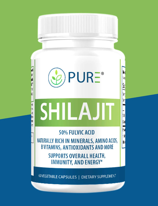 PURE® Shilajit | Mineral-Rich Natural Superfood | Capsules (600mg, 60 Count) | Energy Boost | Immune Support | Overall Vitality