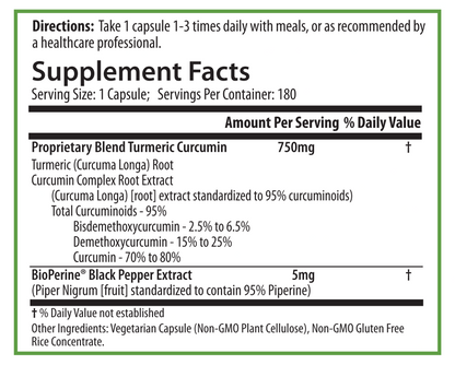 PURE® Turmeric Curcumin | 180 Capsules