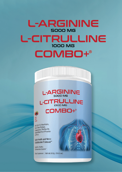 Combo+® L-Arginine 5000mg L-Citrulline 1000mg | Nitric Oxide, Heart, Workout, Cherry and Berry, 30 Servings, USA-Made!