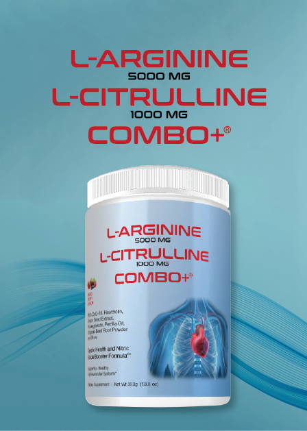 Combo+® L-Arginine 5000mg L-Citrulline 1000mg | Nitric Oxide, Heart, Workout, Cherry and Berry, 30 Servings, USA-Made!