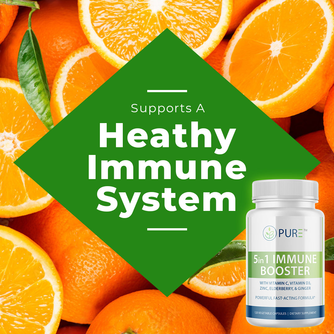 5 in 1 Immune Booster | Elderberry 1000mg, Vit C, D3, Zinc, 120 Caps!