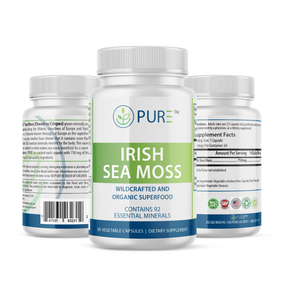Irish Sea Moss | (750 mg, 60 day supply!) 100% Organic Wildcrafted Sea Moss!
