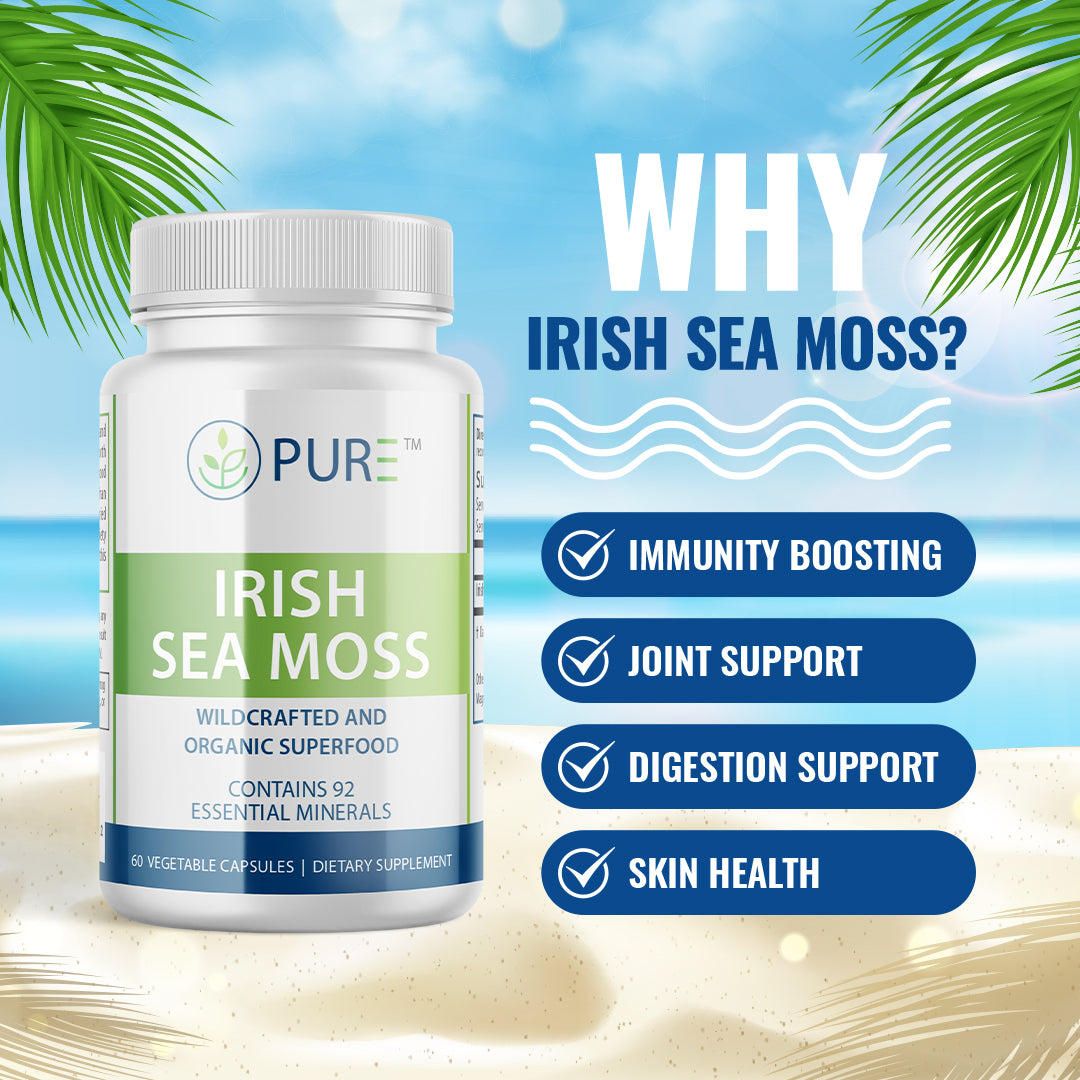Irish Sea Moss | (750 mg, 60 day supply!) 100% Organic Wildcrafted Sea Moss!
