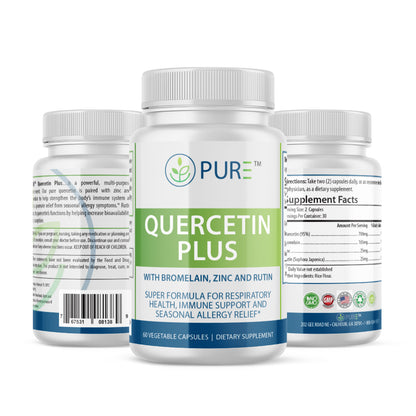 Quercetin Plus | Bromelain, Zinc, Immune, Allergy Relief, 30 Caps, USA!